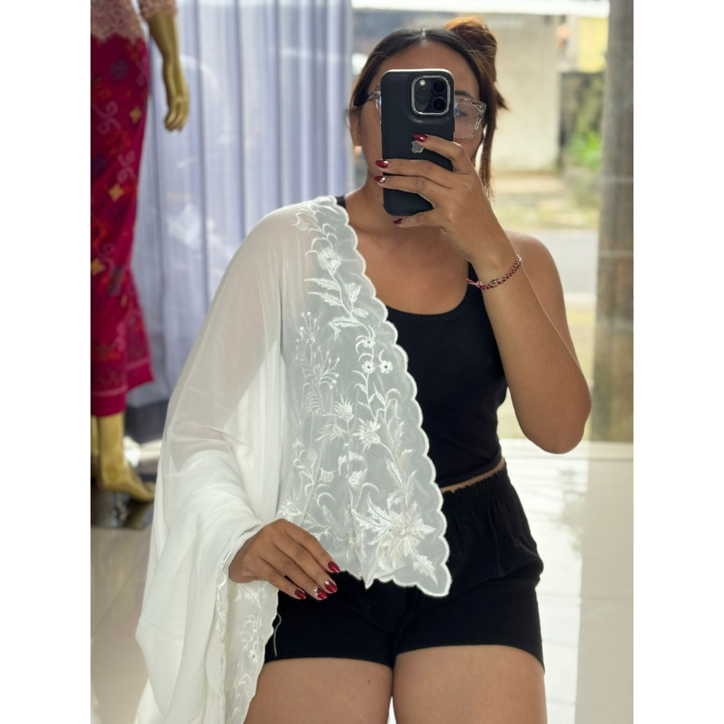 Kain bordir premium spesial putih tulang