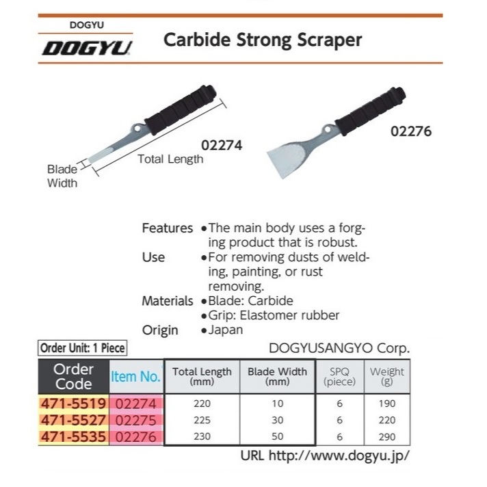 DOGYU Super Hard Strong Scraper 10mm 02274