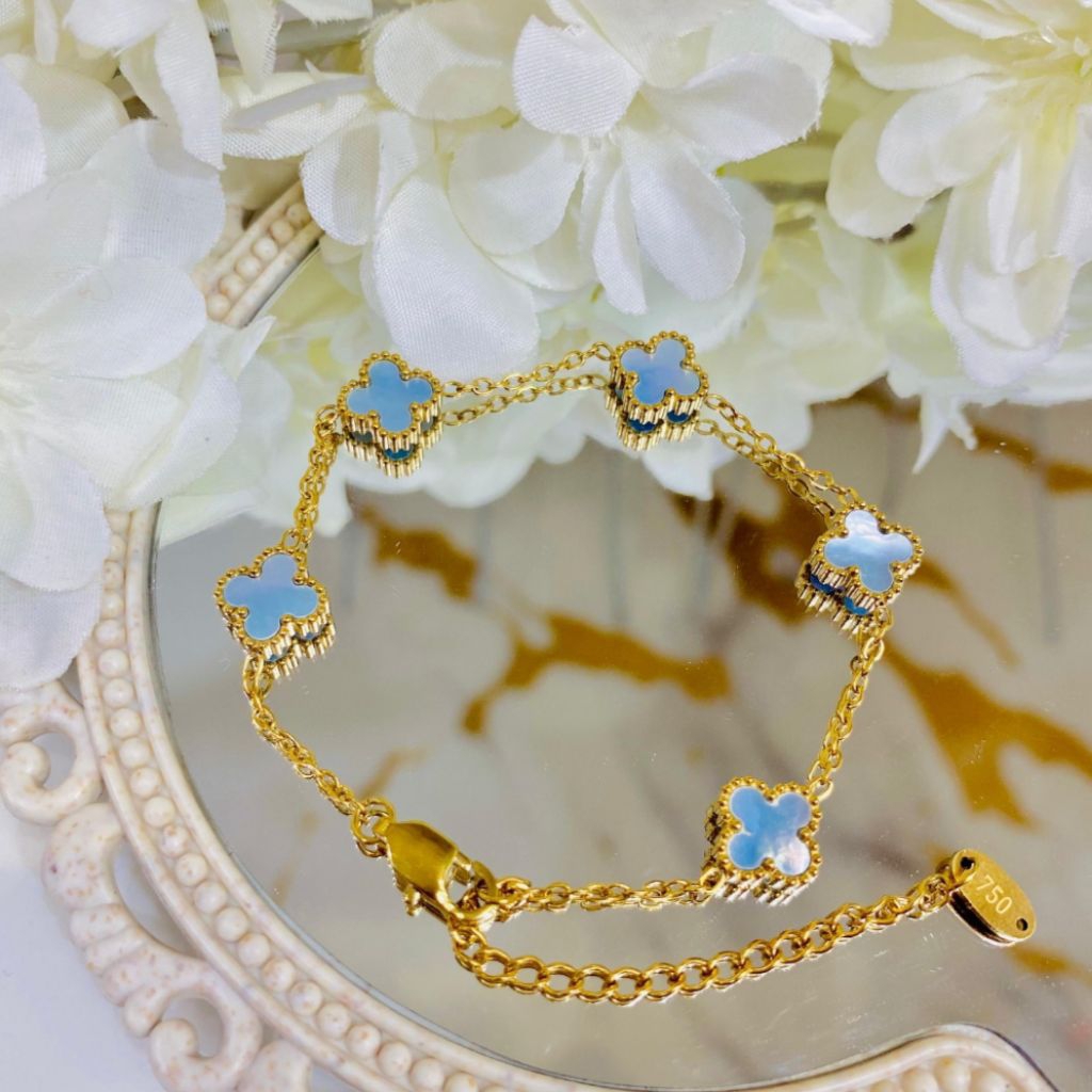 Gelang Bunga Biru Titanium