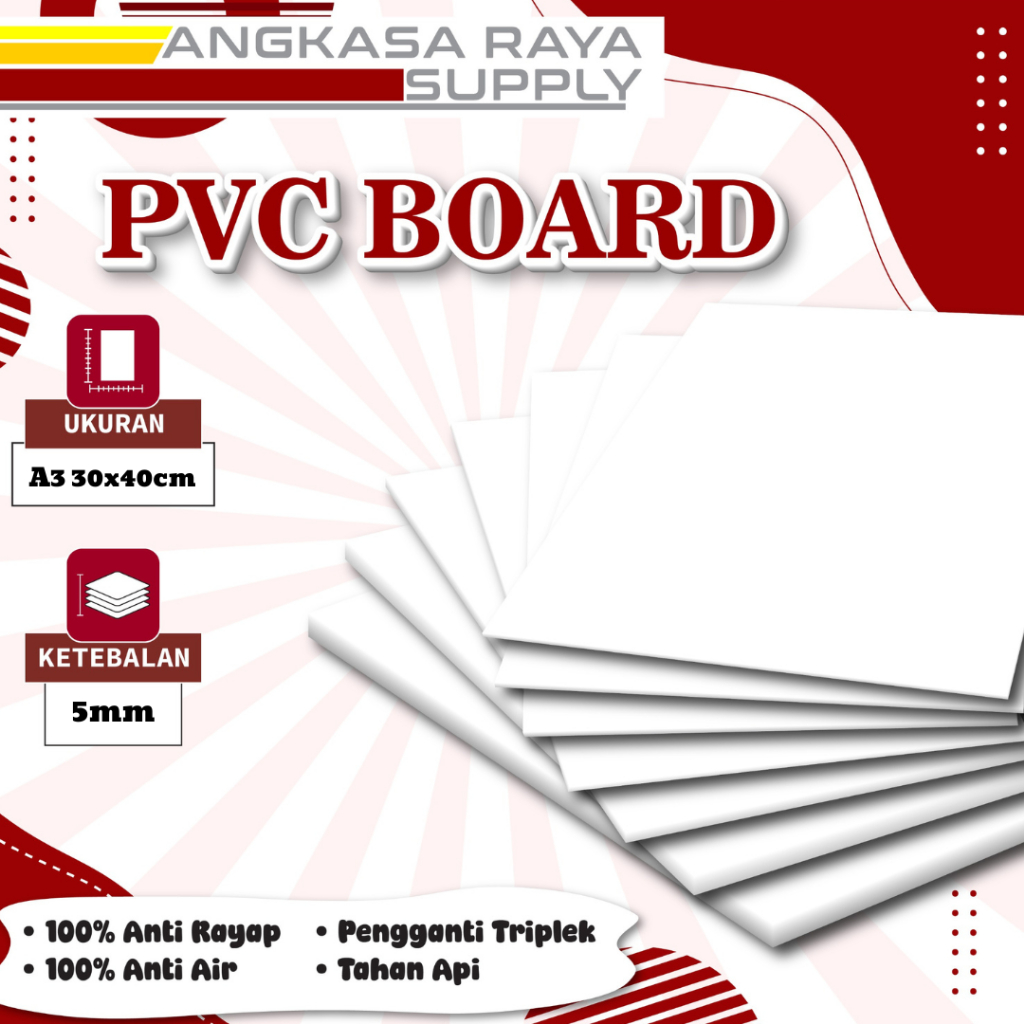 PVC board ukuran A3 30x40cm tebal 5mm/Lembaran PVC Board