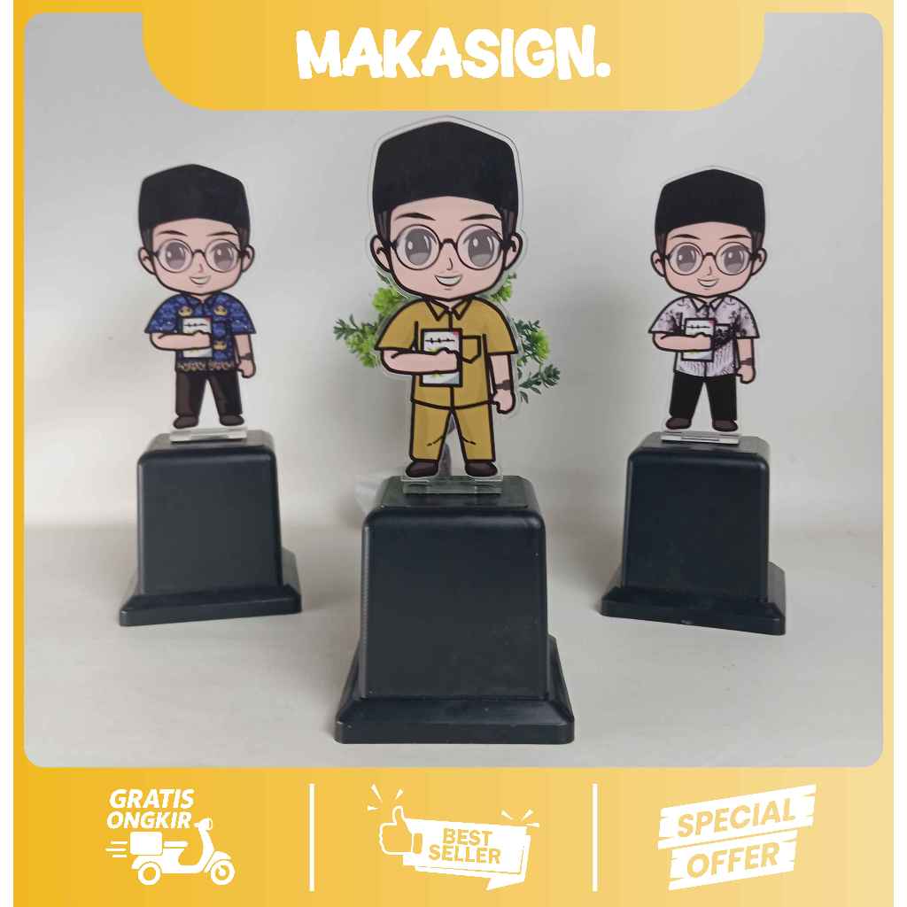Makaprintshop Piala Guru ( PECI ) Piala Akrilik Hari Guru Piala Karakter Guru Plakat Hari Guru Kado 