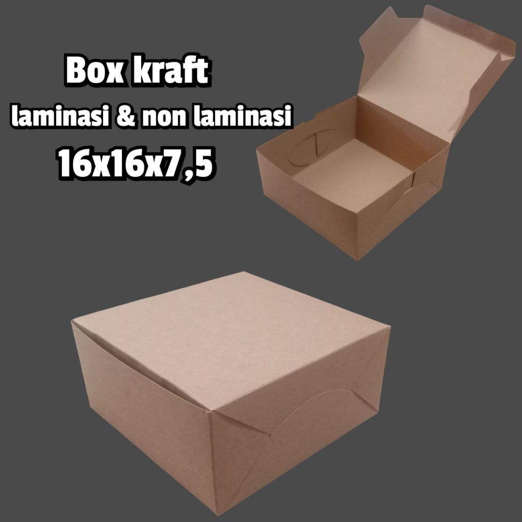 10pcs Box kraft 16x16x7 laminasi & non laminasi box kue souvenir