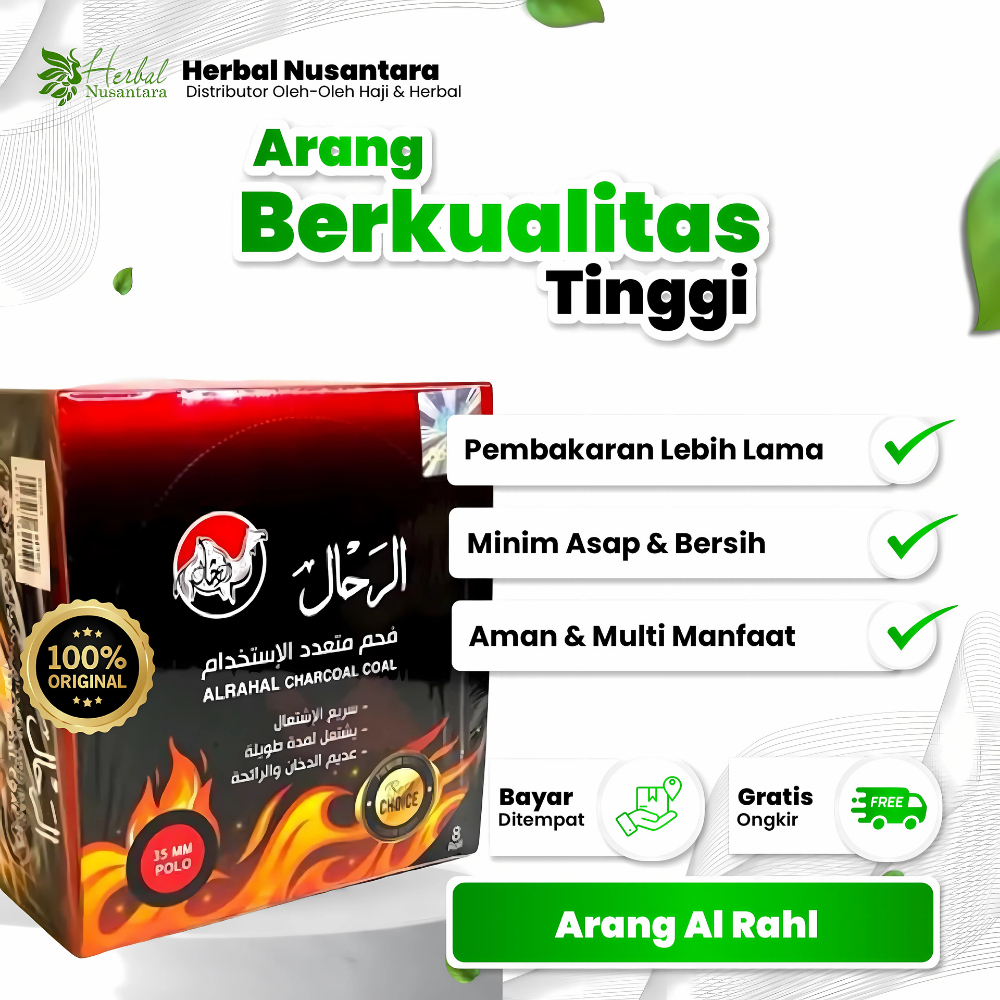 Arang Al Rahal Berkualitas Tahan Lama Untuk Bukhur Dupa Premium