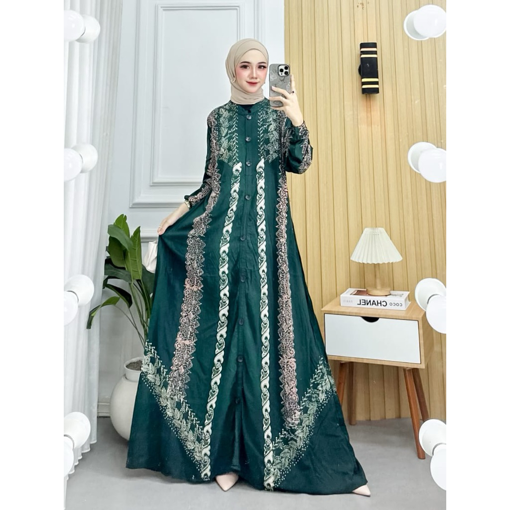 Gamis batik cap malaman kancing