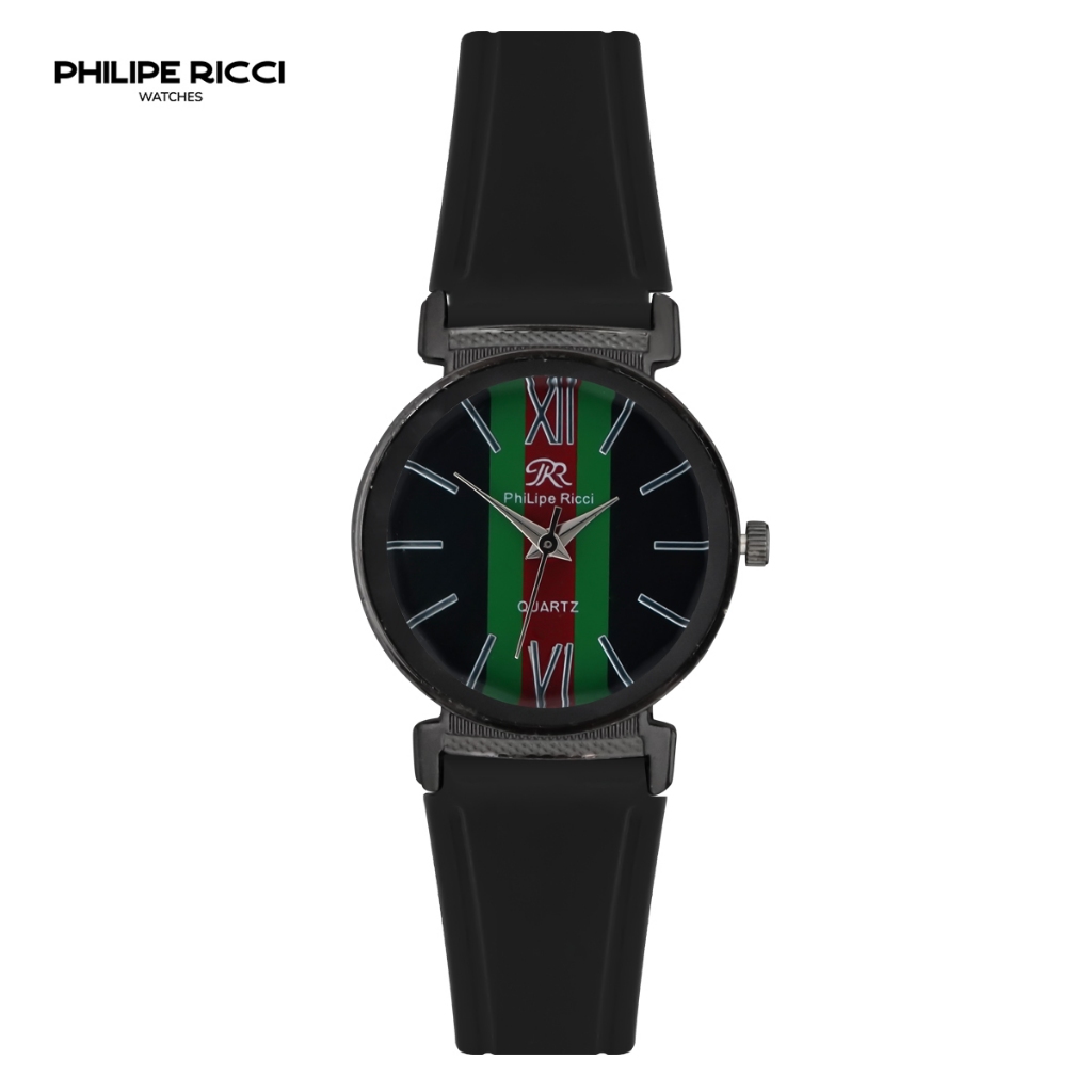 PhiLipe Ricci Jam Tangan Wanita Simple Hitam Karet Terbaru Original Stylish 6065GC Women Watches