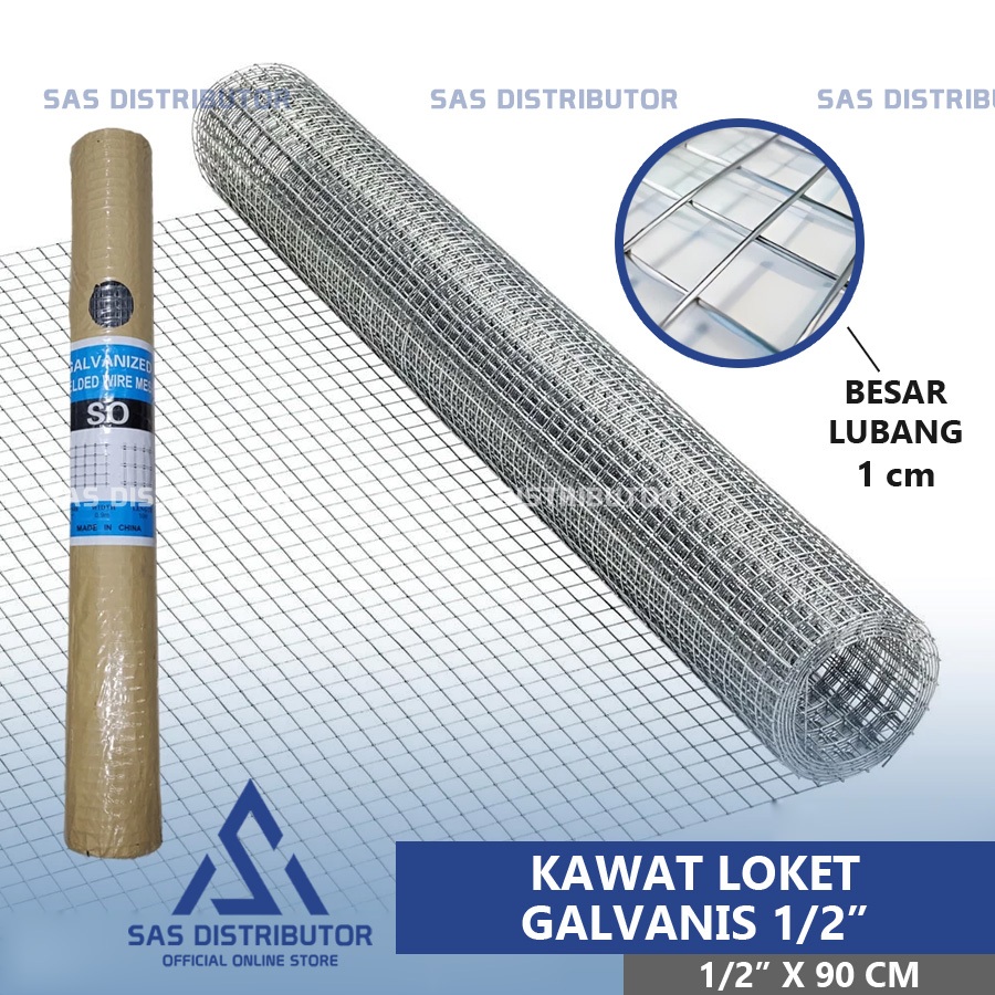 (Roll) Kawat Loket Galvanis 1/2" x 90 cm Anti Karat / Kawat Mesh Ram Putih 1/2" / Kawat Galvanis 1/2