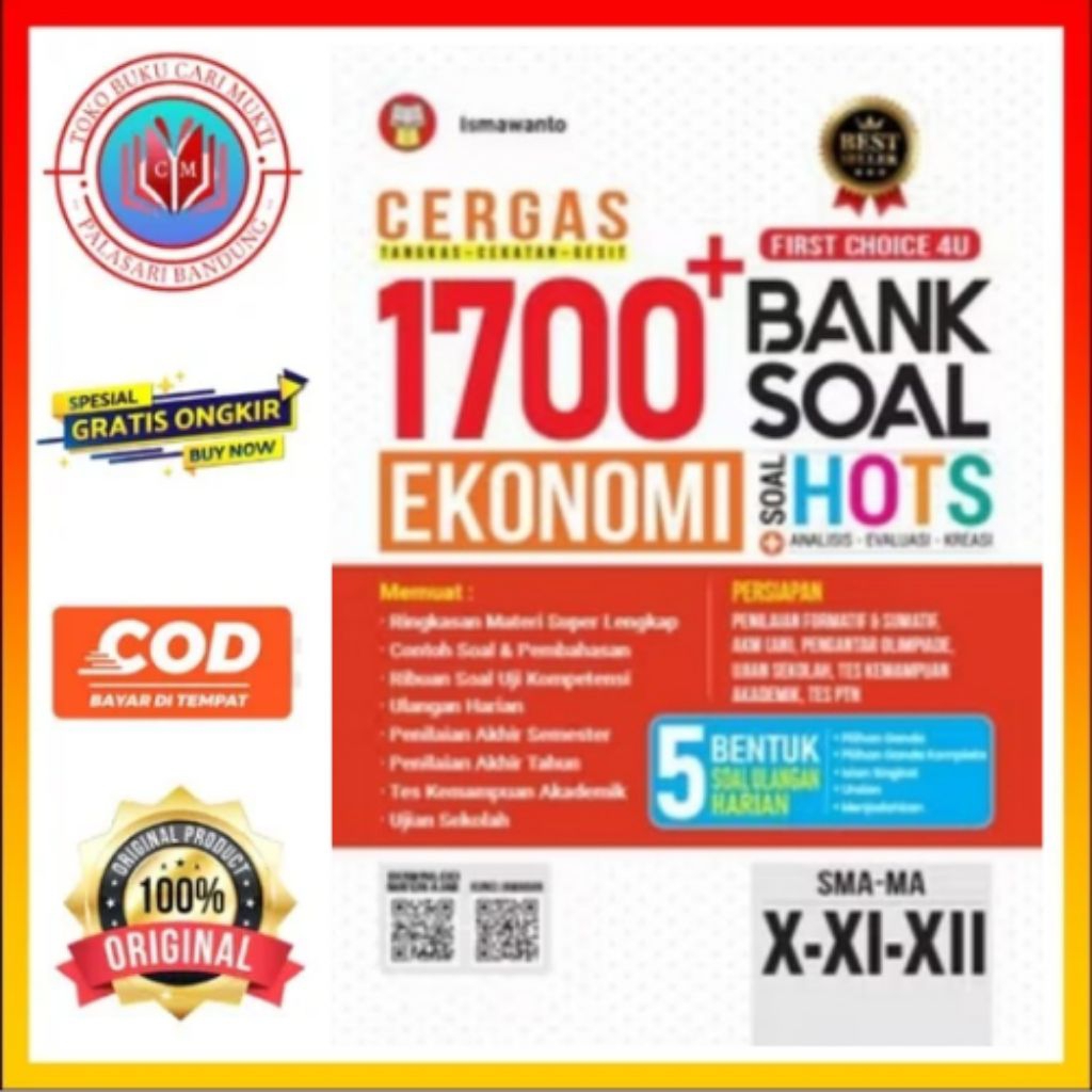 BUKU CERGAS 1700 PLUS BANK SOAL EKONOMI UNTUK SMA/MA KELAS 10.11.12.KURIKULUM MERDEKA PENERBIT YRAMA