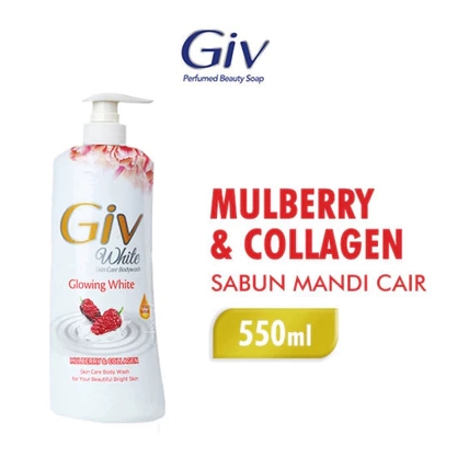 GIV Sabun Mandi Cair Botol 550ML Bodywash Pembersih Badan Pump Bottle / Glowing White Mullberry