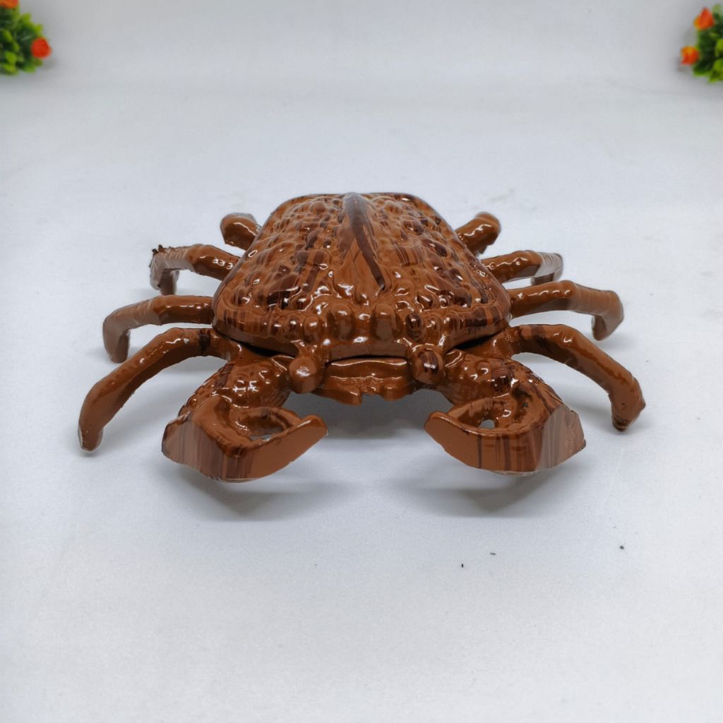 Asbak almunium asbak motif kepiting Natural kayu