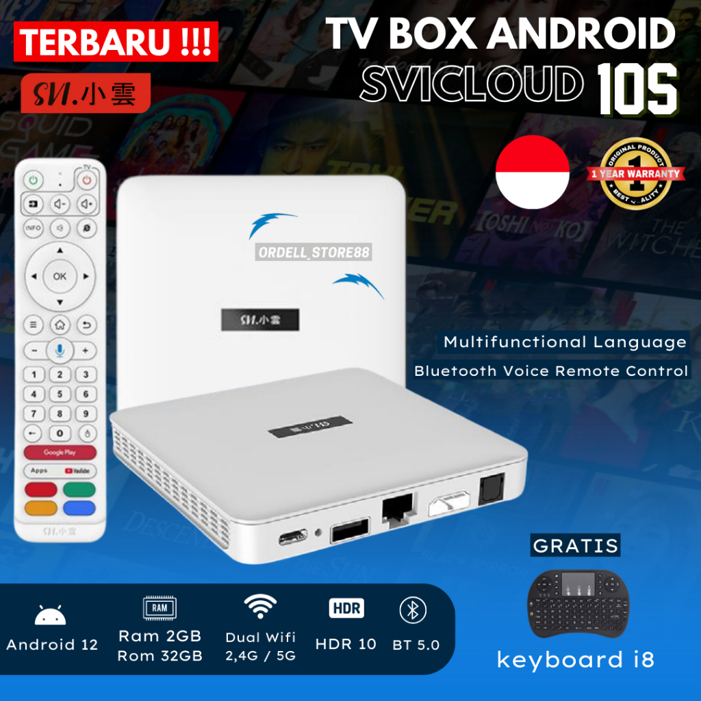 Tv Box SVICLOUD 10S Indonesia 8K 2GB/32GB 9CORE WIFI 2.4/5GHZ Android 12