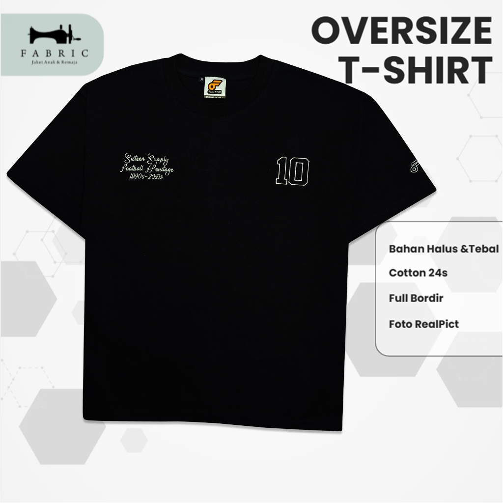 Baju Kaos Oversize Anak Remaja Laki Laki 9 - 16 Tahun Full Bordir Bahan Cotton Combed 24s