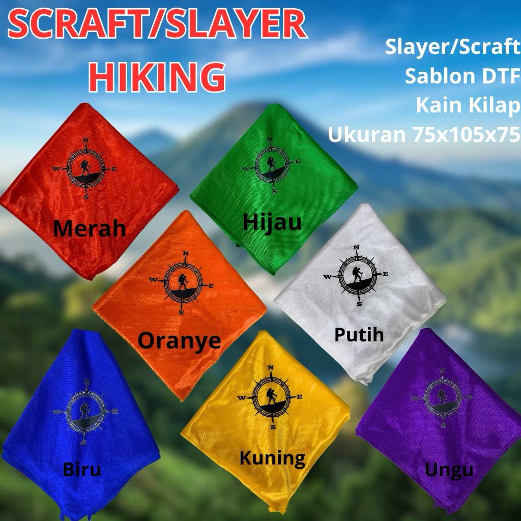 Slayer Hiking(kain kilap)// Slayer sablon//Slayer//Scraft//Slayer segitiga//Slayer dewasa