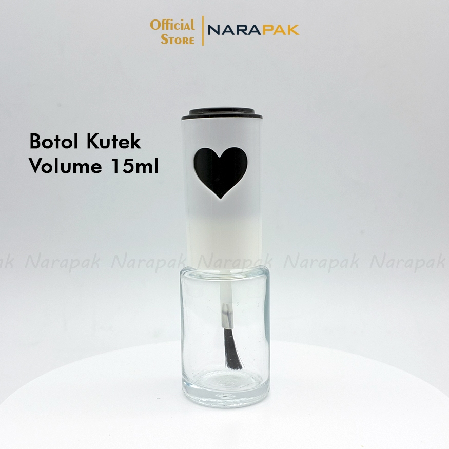 Botol Kutek 15ml Kaca Tabung Tutup PUTIH Love Hitam Botol Henna Kemasan Cat Kuku Nail Art 15PJ