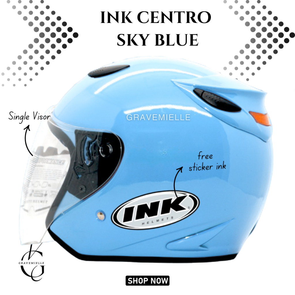 TERMURAH Helm Half Face Centro Sticker INK Single Visor SNI Pria Wanita Dewasa Helmet Kaca Clear