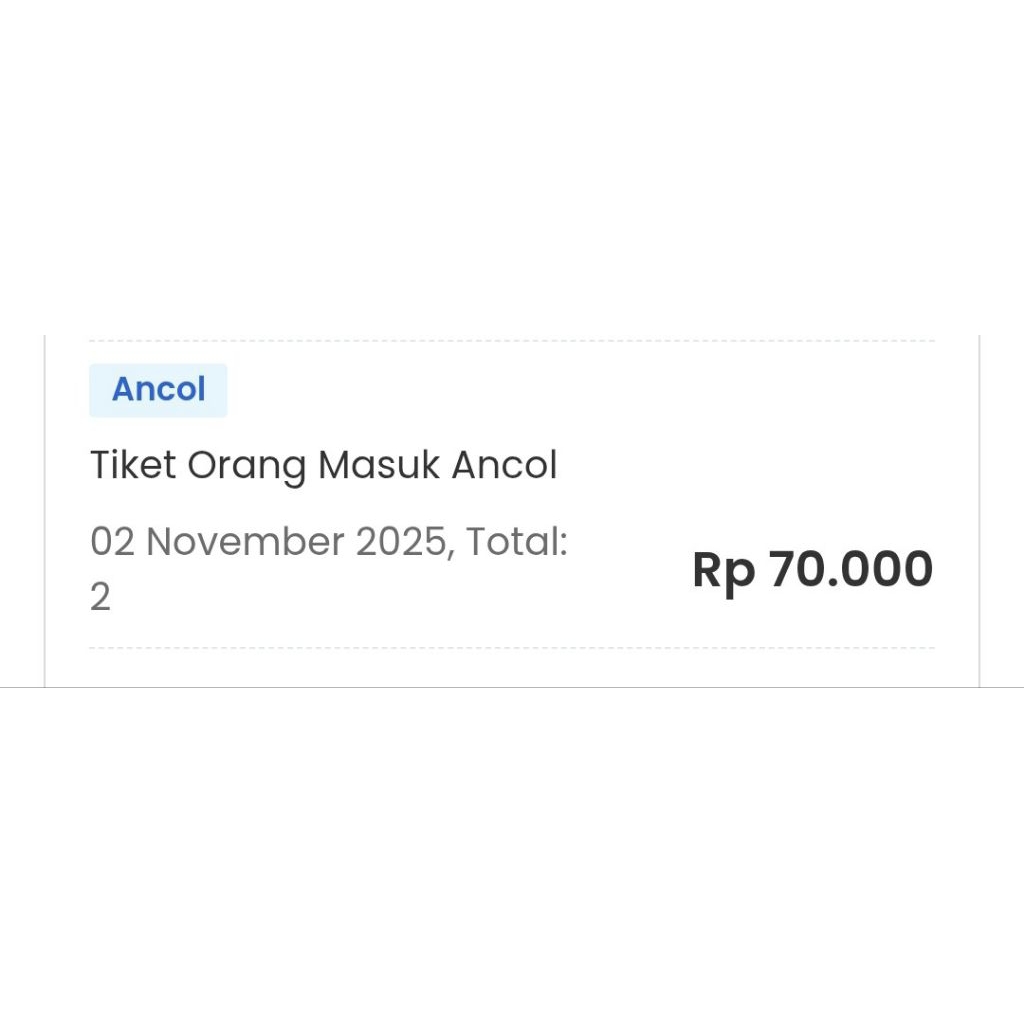 2 Tiket Ancol utk Minggu 2 Nov 2025  Salah beli