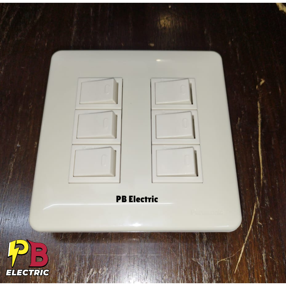 Saklar Grid Switch 6 Mata Panasonic / Saklar Grid Switch 6 Gang Panasonic + Inbodus Plastik / Saklar