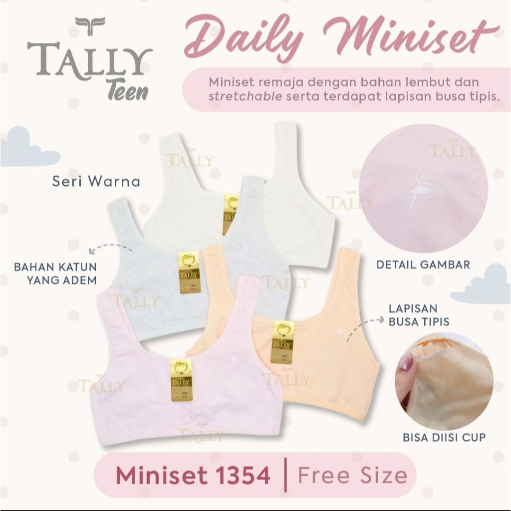 MINISET REMAJA | TALLY TEEN | TALLY | MINISET TALLY | TALLY 1354 | BAHAN KATUN | ADEM | FREE SIZE | 