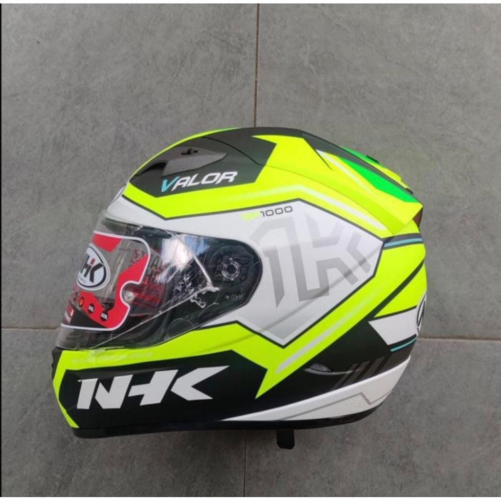 HELM FULL FACE NHK GP 1000 CORAK VALOR DOUBLE VISOR KACA FLAT -BK /RED DOFF