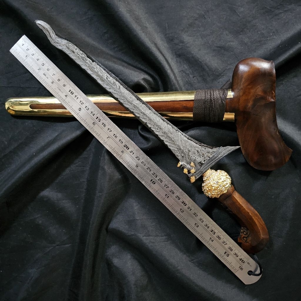 Keris Patrem Singo Damar Murup Kinatah EMAS Pamor Pari Sauli