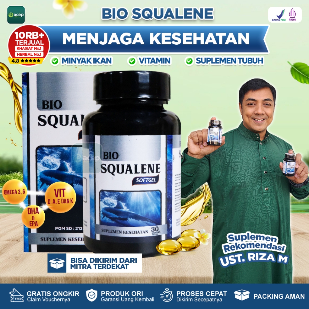 Bio Squalene Softgel Minyak Hati Ikan Hiu Omega 3 6 9 Fish Oil 100% Original Untuk Jaga Kesehatan