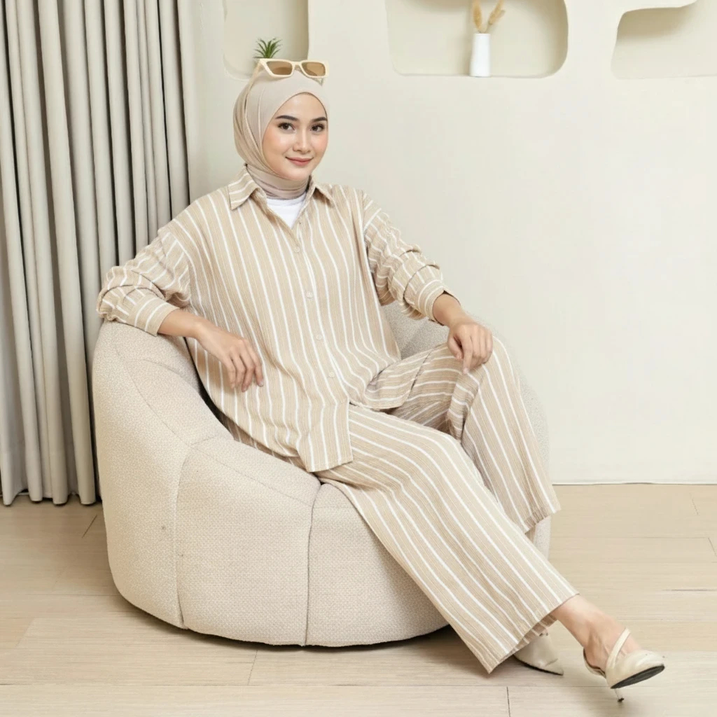 One Set Kemeja Kekinian / Setelan Wanita/ Pakaian Wanita