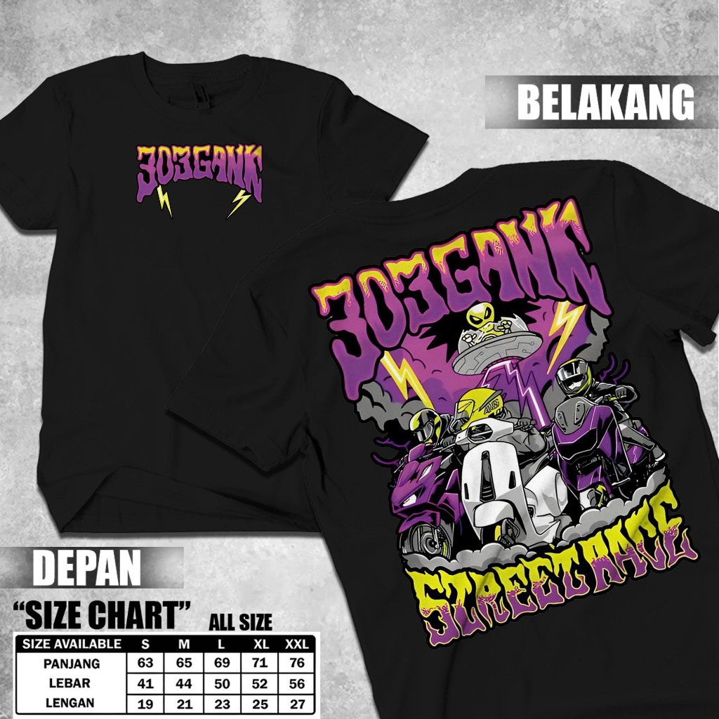 KAOS DISTRO MOTIF KAOS 303 Gank Street Race TERBARU BAJU PRIA DAN WANITA TERSEDIA 9 Warna