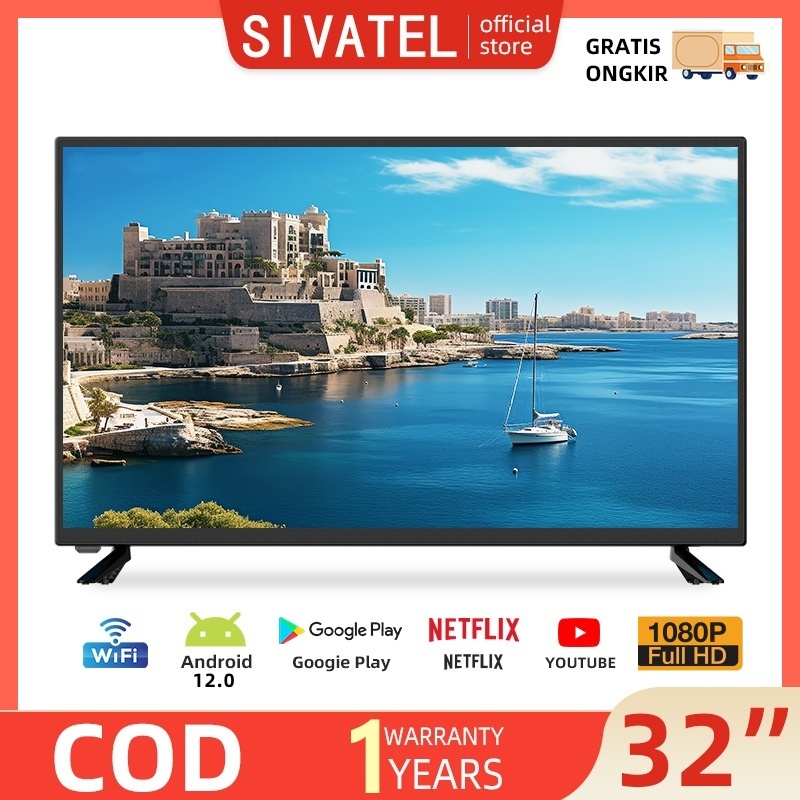 Sivatel Smart TV 32 inch Murah Promo Digital TV LED 32/25/22/21inch Smart TV LED FHD-WIFI/Youtube