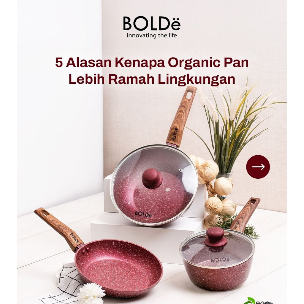 Organic Rose Pan Set 5pcs - Pan Anti Lengket Original BOLDe