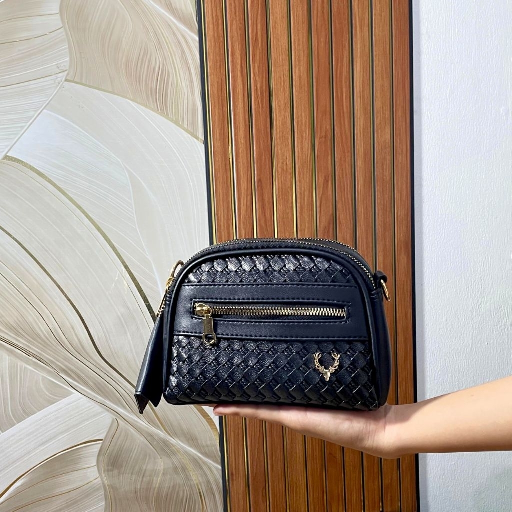 Adiba Tas - New Arrival Tas Selempang Wanita Mini Zahra Muat Hp Kain Satin Free Dompet Koin