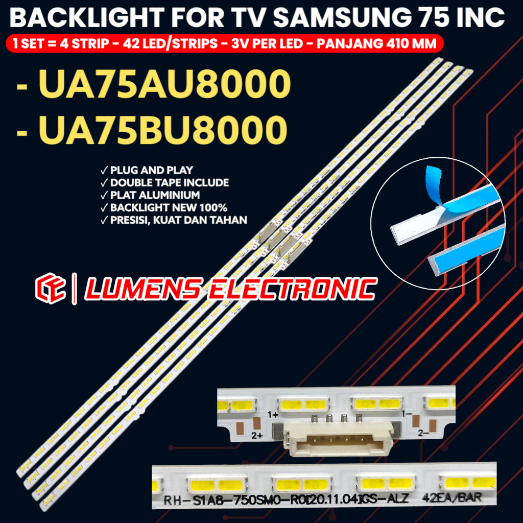 BACKLIGHT TV SAMSUNG 75 INCH 75AU8000 75BU8000 UA75AU7000 UA75AU8000 UA75BU8000 BL BN96-525948 REV00