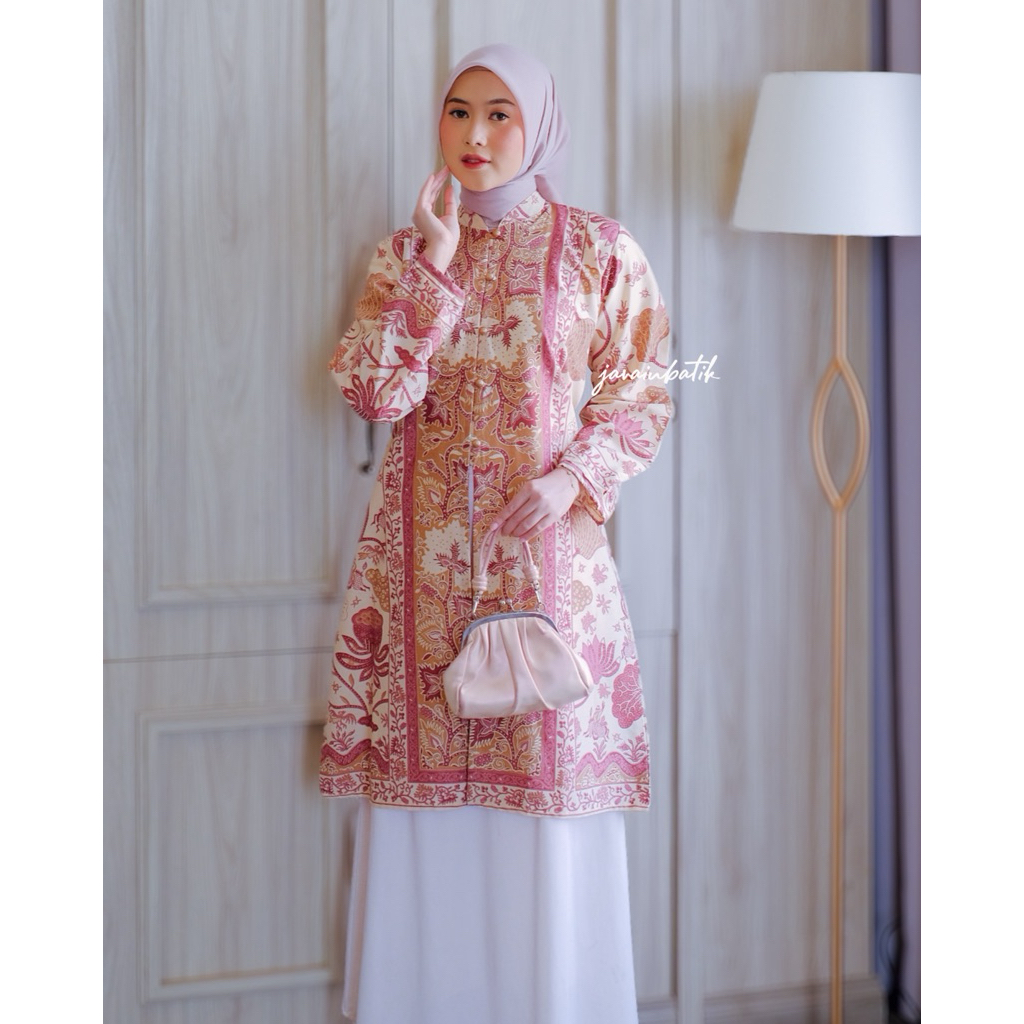 javainbatik - TUNIK JENITA BATIK - atasan wanita - batik kerja - blouse batik wanita - tunik wanita