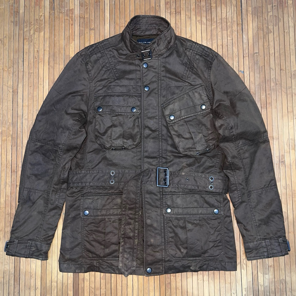 VINTAGE 1920s STYLE OF POLO RALPH LAUREN WAXED MOTORCYCLE BIKERS JACKET filson buzz rickson orslow