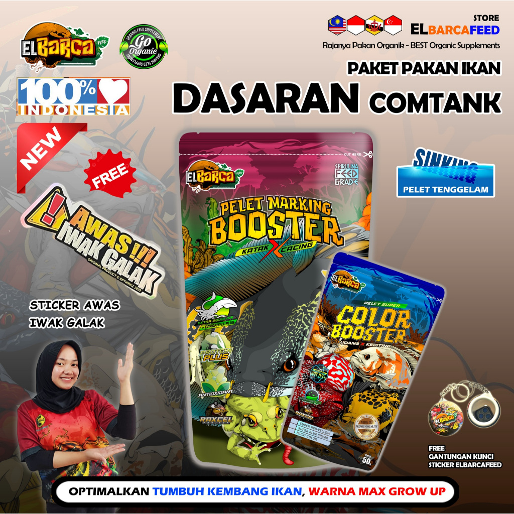 PAKET PAKAN IKAN DASARAN Pakan Organik ikan dasar catfish, pari, RFF dll Super Growth color enhancer