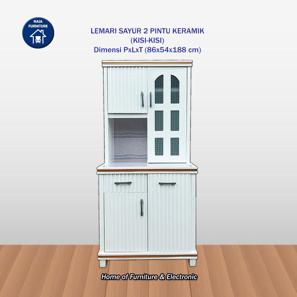 Lemari Sayur 2 Pintu Keramik Kisi-kisi | Rak Sayur Kayu 2 Pintu | Rak Piring 2 Pintu | Lemari Makan 