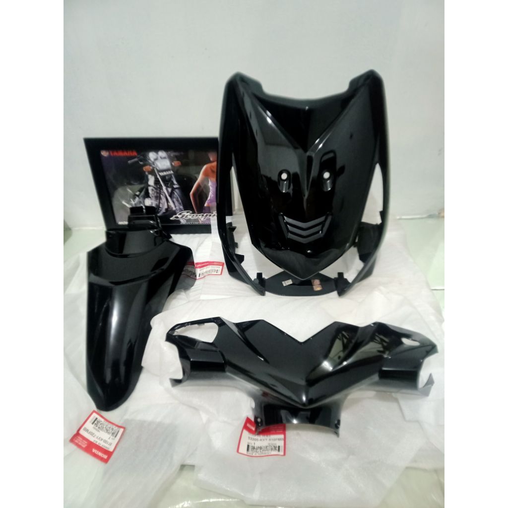 cover body set bagian depan honda beat karbu hitam original