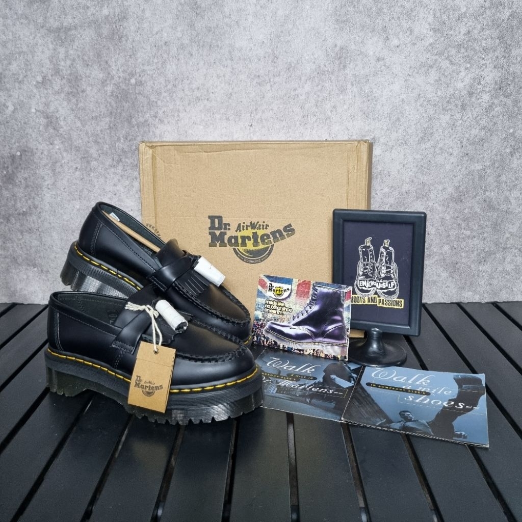 Dr Martens Adrian Tassel Quad Black Smooth 6uk 8uk Made in Thailand NEW BNIB Solovair Docmart