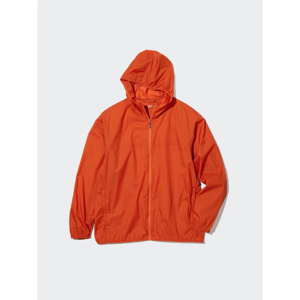Uniqlo kids pocket able parka sz 130 orange