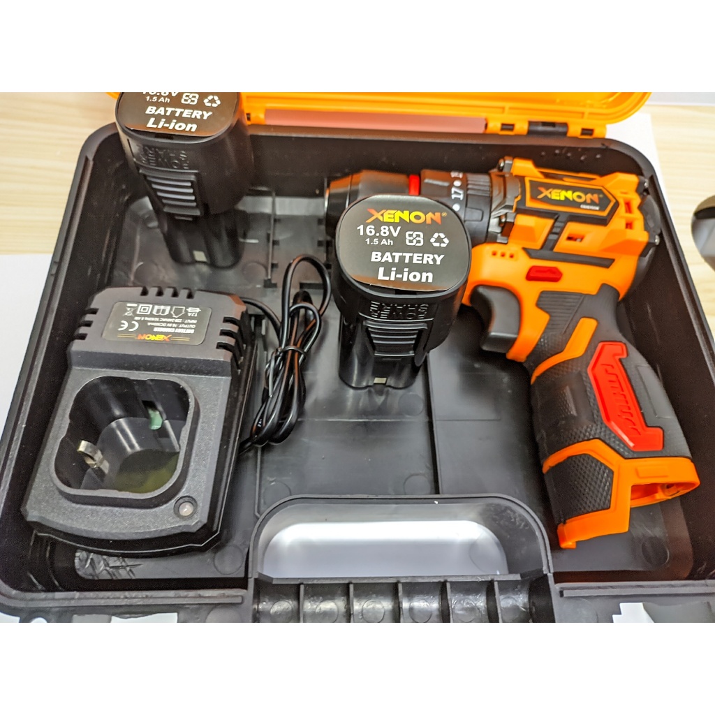 Xenon Brushless Cordless Impact Drill X-Cdid700N Bor Tanpa Kabel, 2 Baterai Lithium 16.8V, Co