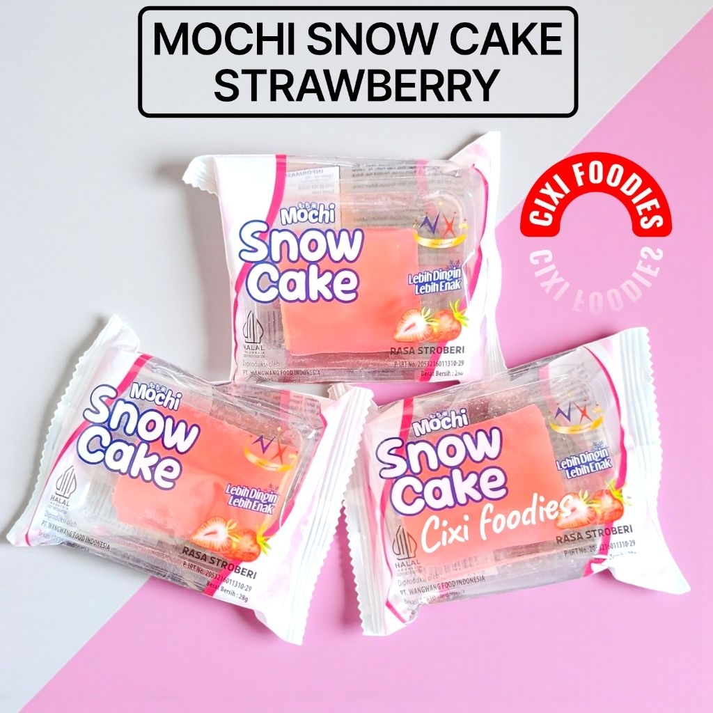 CEMILAN VIRAL Snow Cake Mochi Kue Viral Aneka Rasa Strawberry Manis dan Lembut Cemilan Santai HALAL