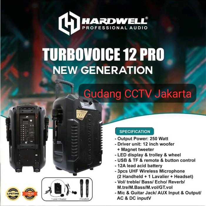 Speaker Portable 12 inch Terbaik Hardwell Turbovoice 12pro Bluetooth Original