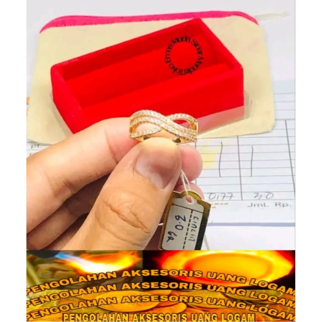 Cincin koin Logam 91 ori Lapis emas 24k anti luntur karat