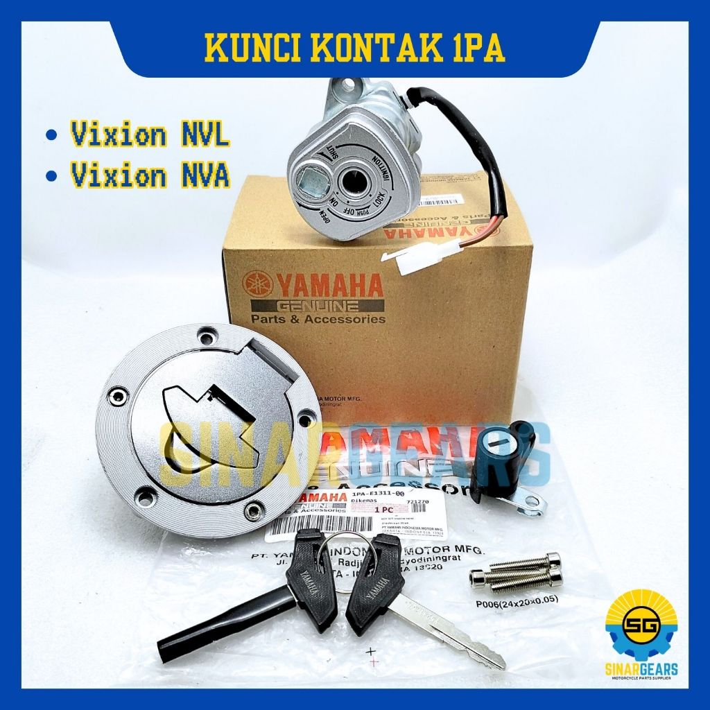 Keyset Original Yamaha 1PA Kunci Kontak Vixion New NVL Vixion NVA Konci Motor Set Key Set Ori YGP