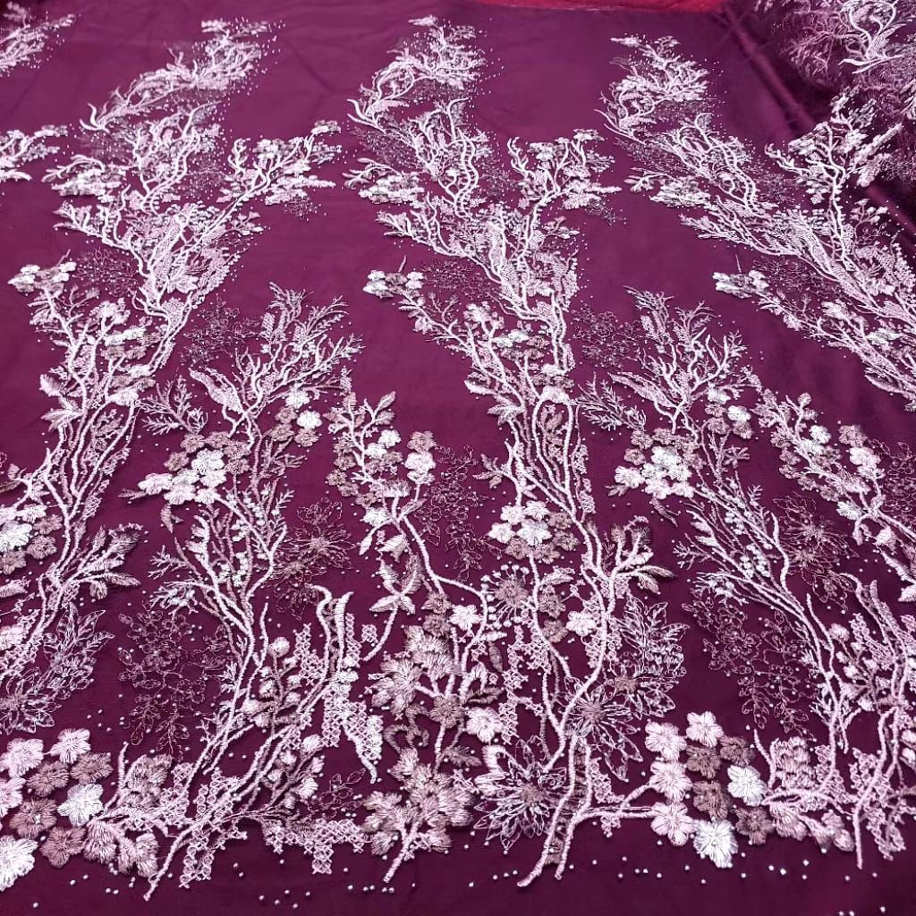 kain tille bordir tewotone payet stone terbaru/kebaya mewah dan anggun, elegan (harga per 0,50cm) CO