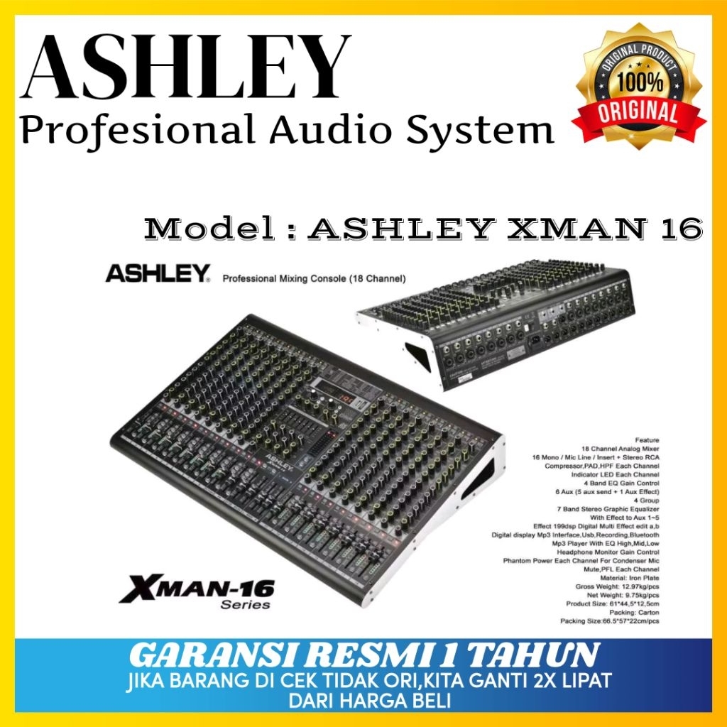Mixer Ashley Xman 16 Original Mixer Ashley 16 Channel Bluetooth