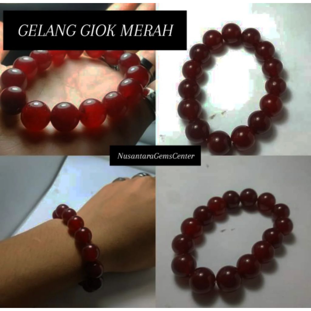 Gelang Giok Merah Kristal Elagant 8mm