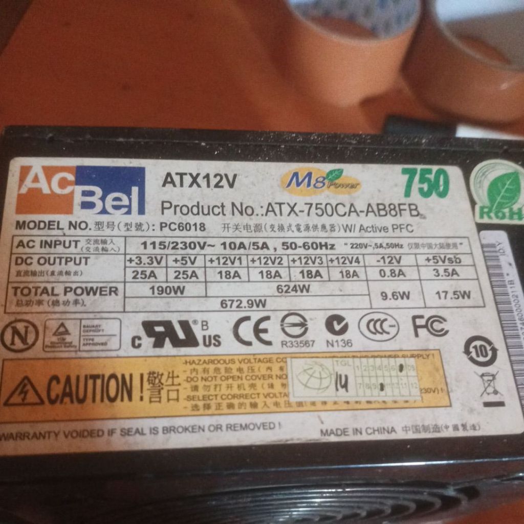 power suplay Acbel  ATX 750 watt pure