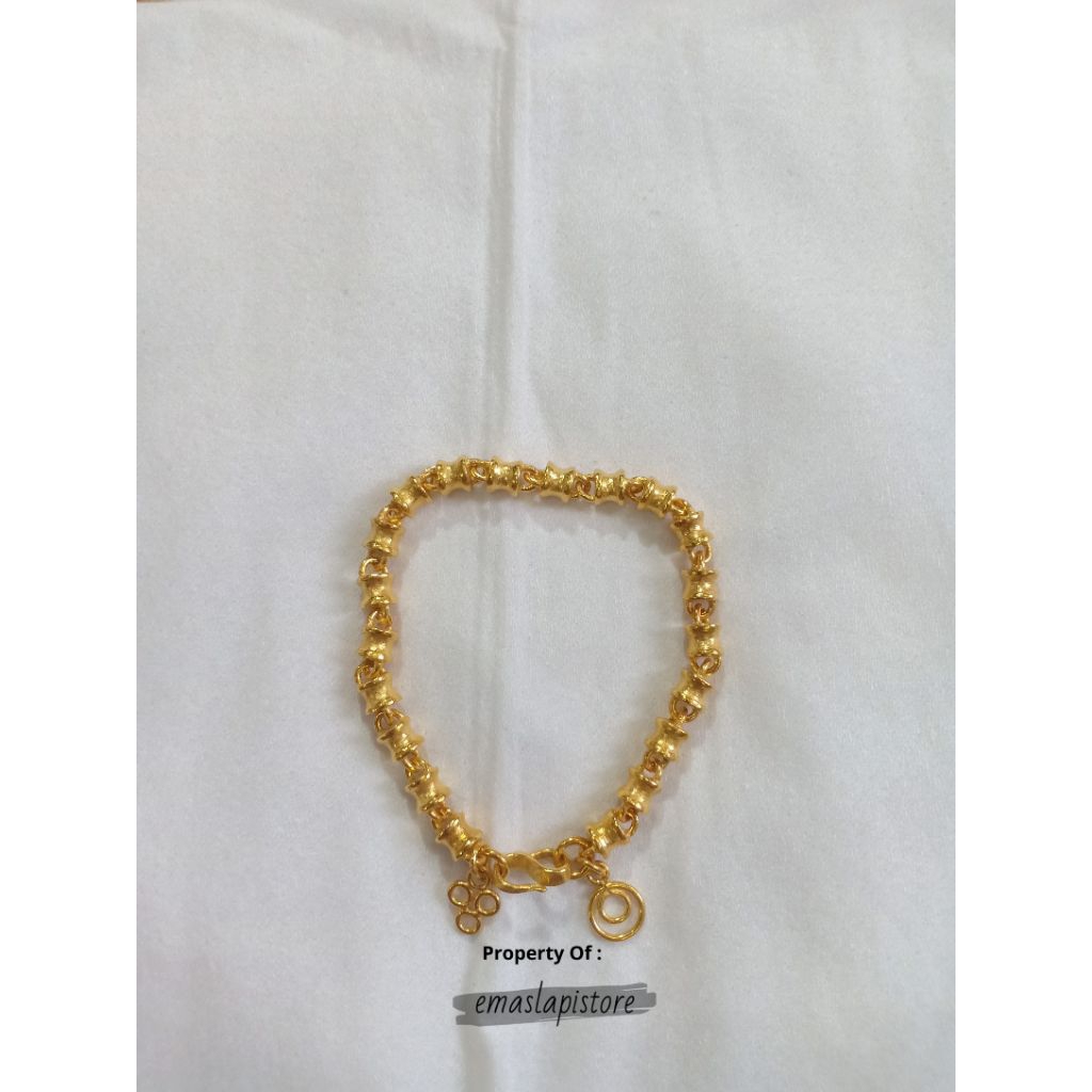 Gelang Mini Rantai Kendi Tulang Lapis Emas 999 Banjar