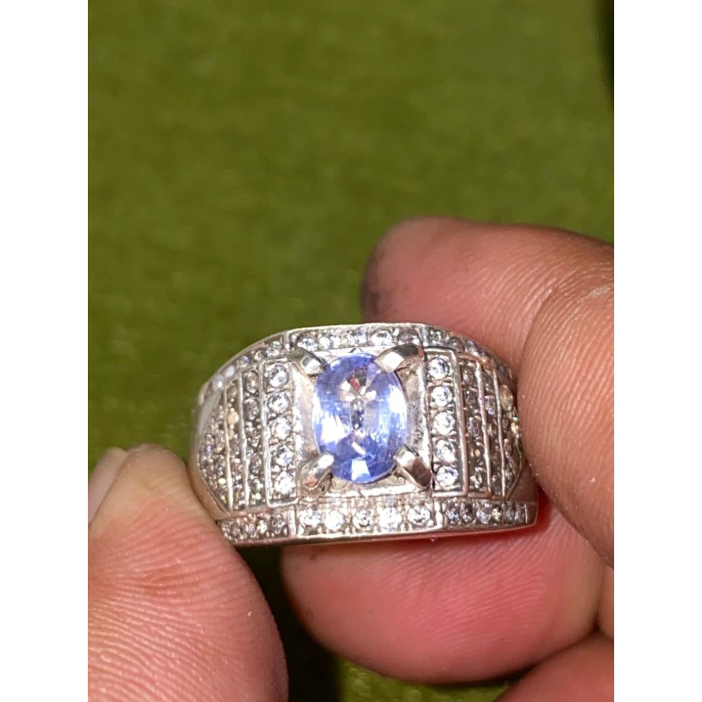 Sapphire Srilanka ring perak mikro mewah