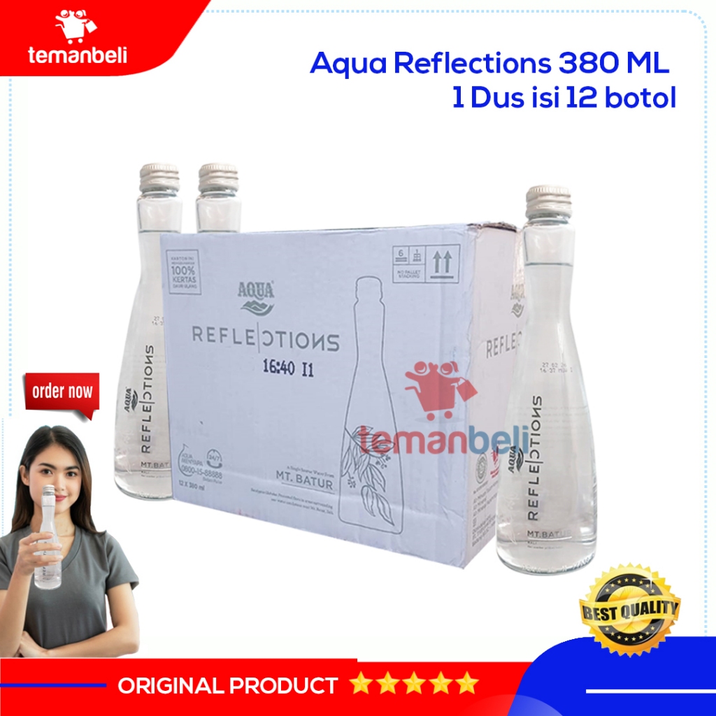 Aqua reflections 380ml 1 dus isi 12 botol - aqua botol kaca - air aqua botol bening