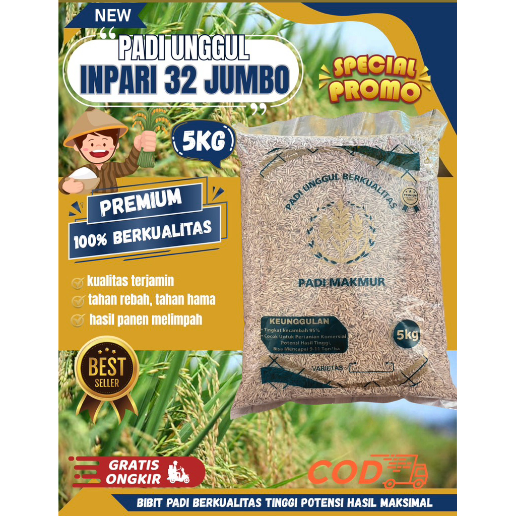 BENIH PADI BIBIT PADI INPARI 32 JUMBO KUALITAS PREMIUM KEMASAN 32